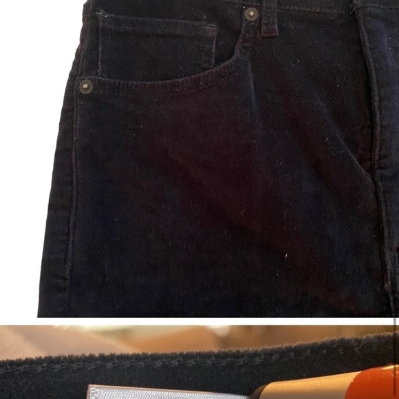 Express Super High Rise Straight Cropped Velvet Pants - Picture 7 of 10